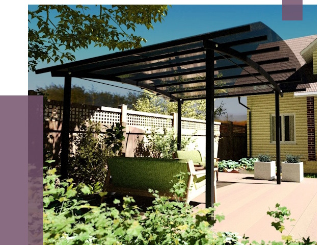 Навесы для террасы в Слободской от 13139 руб. под ключ | ПРОЛЁТ-Слб